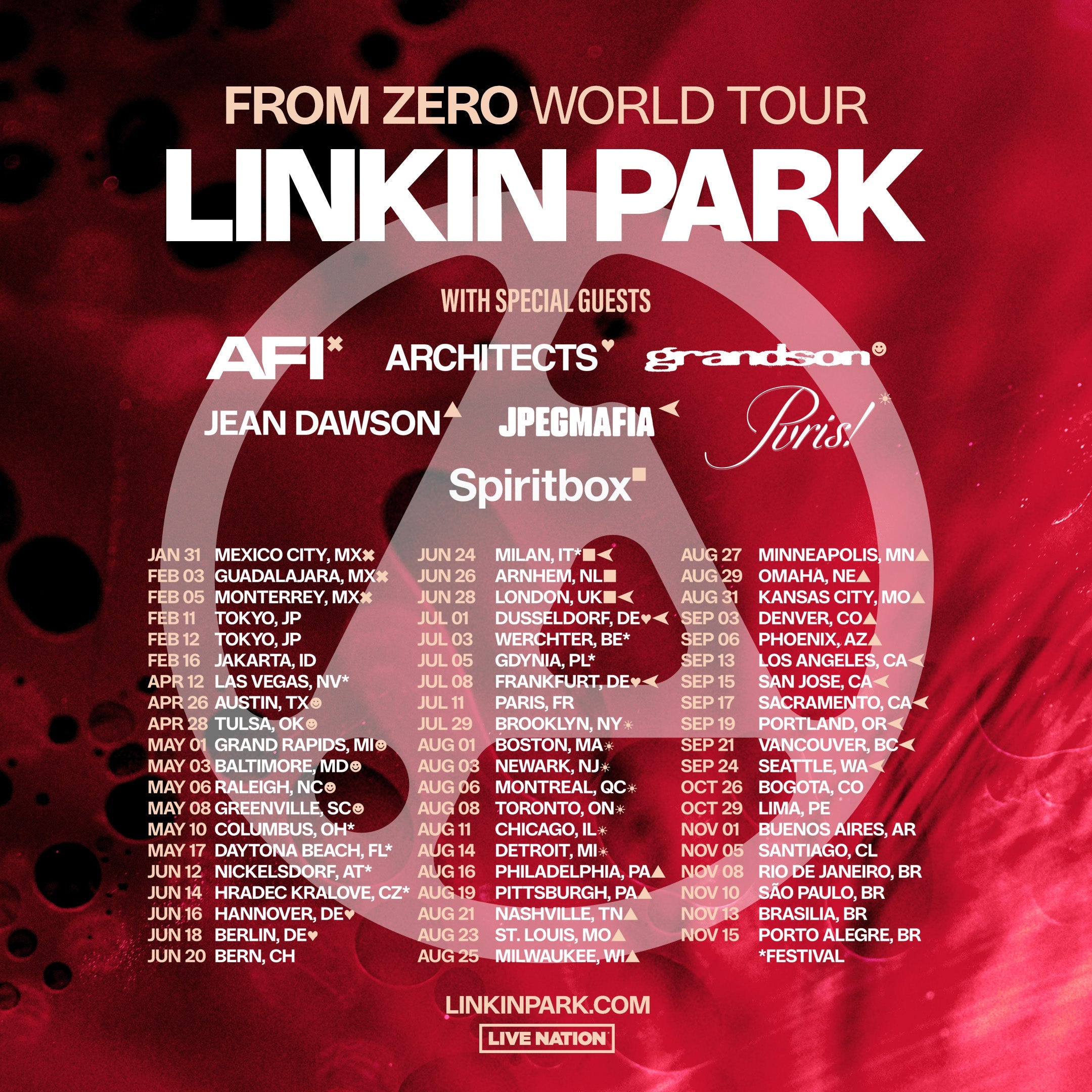 Linkin Park - From Zero Tour - Werchter - Parklife, Belgique - Dimanche 28 juin 2026
